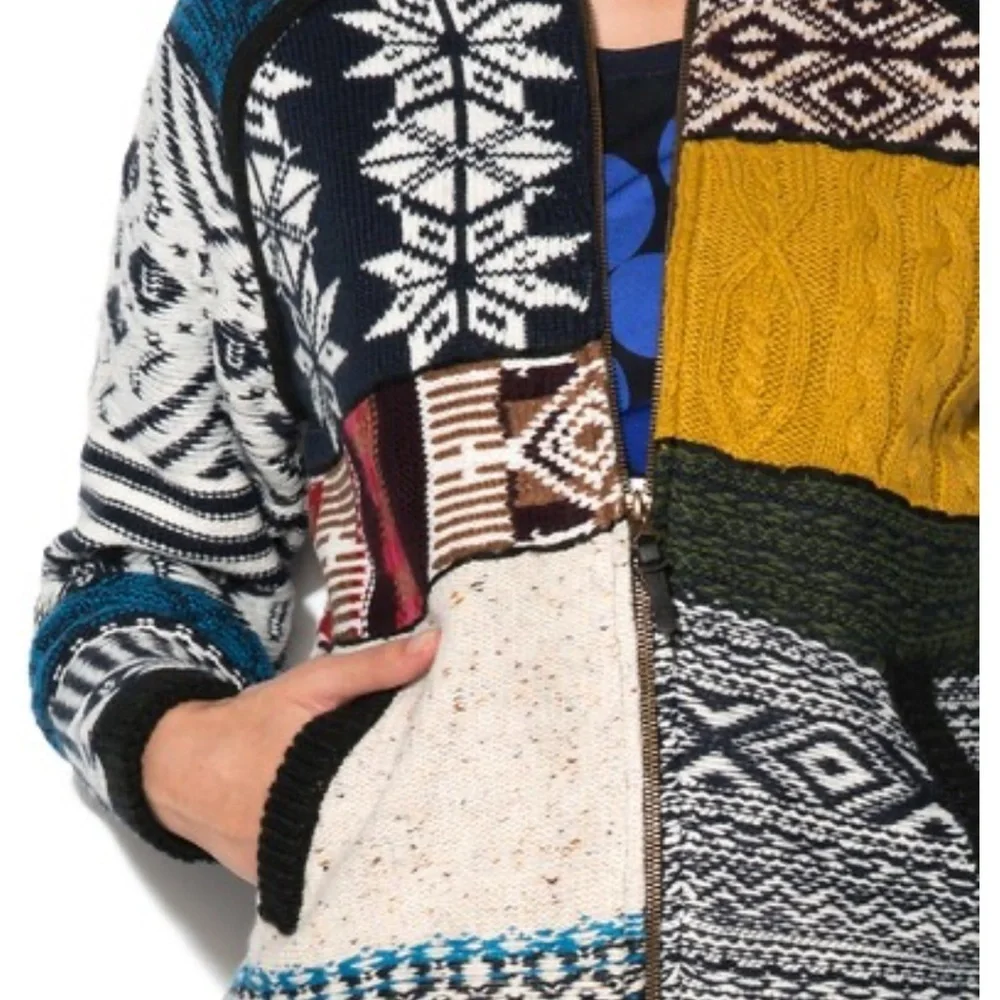 Desigual child size Xl could be women’s small patchwork sweater, jacket zipper - Picture 12 of 12